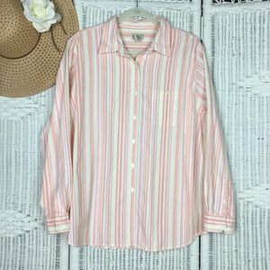 L.L Bean Pastel Stripe Button Down Shirt  L
